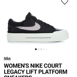 Nike Women's Black and White Court Legacy Lift Platform Sneakers